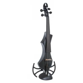 Gewa E-Violine, elektronische Violine, Novita 3.0 Schwarz mit Adapter für Schulterstützen, 4-saitig