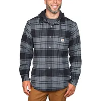 CARHARTT Flannel-Fleece, Kapuzen-Hemd/Jacke Dunkelgrün (Elm) - S