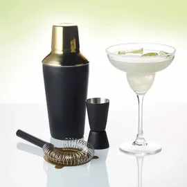Barcraft Cocktail Set 3-teilig Edelstahl Shaker Jigger Sieb Mattschwarz Gold