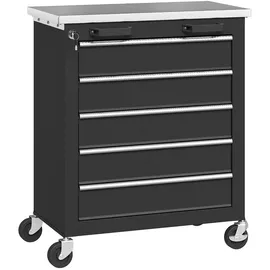 Homcom Werkstattwagen Stahl 65,5 x 34,5 x 76 cm schwarz leer abschließbar