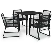 vidaXL 5-tlg Garten-Essgruppe PVC Rattan Schwarz