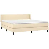 vidaXL Boxspringbett mit Matratze Creme 180x200 cm Stoff