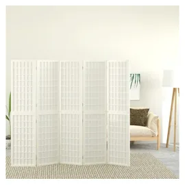 vidaXL 5-tlg. Paravent Japanischer Stil Faltbar 200x170 cm Weiß