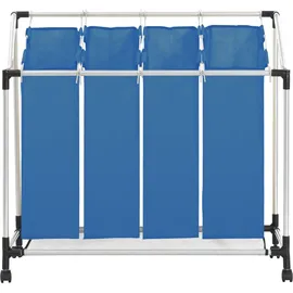 vidaXL Wäschesortierer mit 4 Taschen Blau Stahl