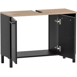 Schildmeyer Waschbeckenunterschrank Malte 79,8 x 58,3 x 32 cm Schwarz/Eiche Artisan