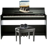 keymaXX E-Piano Set, SDP-155, Schwarz, 88 Tasten, Hammermechanik, 128-stimmige Polyphonie, inklusive Klavierbank, Kopfhörer und Notensammlung