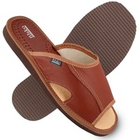 filsko Herren Hausschuhe Offen LEDER Pantoffeln Pantoletten weiche Sohle Hausschuh braun 47