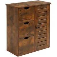 Relaxdays Badezimmerschrank, mit 3 Schubladen & Fächer, Beistellschrank für