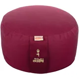 Yogakissen rund 33x20cm – Meditationskissen mit Bio-Dinkelfüllung aus Deutschland, waschbarer Bezug aus 100 % Baumwolle, mit Tragegriff, Kordelzug, Flap & Inlett mit Reißverschluss (Winerot)