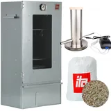 ITA Räucherofen 7002 - Smoker Set mit Rauchgenerator - Räucherschrank mit Fenster & Thermometer - Edelstahl - EU Qualität, Direkt vom Hersteller - 81 cm mit 3 Etagen