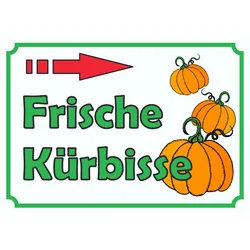 Verkaufsschild Schild Kürbis zu verkaufen  Pfeil nach rechts A4 (210x297mm)