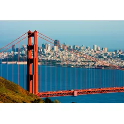 Fototapete PAPERMOON "Golden Gate Bridge", bunt (mehrfarbig), B:3m L:2,23m, Vlies, Tapeten