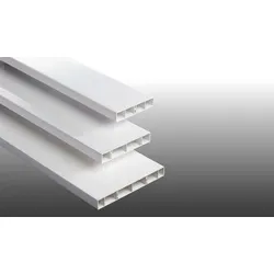 Balkonbrett aus PVC, Weiße Kunststoffbretter - 20 x 150 x 6000 mm Hohlkammerprofil aus Kunststoff – witterungsbeständige Kunststoffprofile für Balkone