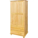 Mid.you Kleiderschrank, Natur, Holz, Kiefer, massiv, 3 Fächer, 2 Schublade(n) Schubladen, 82x177x52 cm, Schlafzimmer, Kleiderschränke, Drehtürenschränke