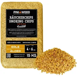 PINI 15 kg Räucherchips Erle ohne Rinde 4-6 mm Smoking Chips Räucherspäne