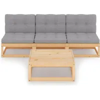 vidaXL Garten-Lounge-Set 4-tlg. grau