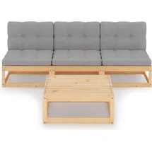 vidaXL Garten-Lounge-Set 4-tlg. grau