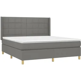 vidaXL Boxspringbett mit Matratze & LED Dunkelgrau 180x200 cm Stoff