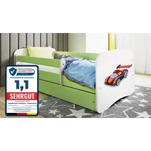 raumhirsch furniture Kinderbett Rennwagen 80 x 180 cm Holzwerkstoff grün