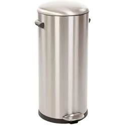 PROREGAL Retro Treteimer mit markanten Griffen und Kugelkappe | 30 Liter, HxØ 68,5x29,2cm | Kunststoff-Inneneimer | Silber