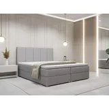 FurniDe24 Boxspringbett Soreno 140x200 - Bett mit Matratze und Topper – Kontinentalbett mit Bettkasten und Matratze – Doppelbett Hellgrau (Trin... - Hellgrau