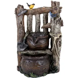 Spring Zier Brunnen Holz-Optik Kaskade Hof Veranda Wasserspiel Terrassen Garten Deko