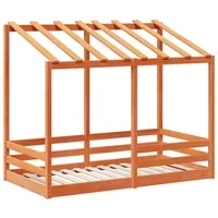 vidaXL Kinderbett mit Dach 70 x 140 cm Kiefer massiv braun