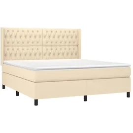 vidaXL Boxspringbett mit Matratze & LED Creme 180x200 cm Stoff