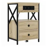 vidaXL Nachttisch mit Ladestation Sonoma Eiche 40 x 31 x 60 cm