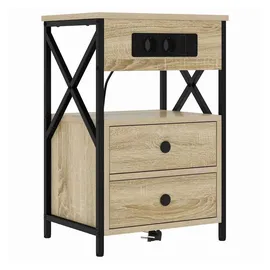 vidaXL Nachttisch mit Ladestation Sonoma Eiche 40 x 31 x 60 cm