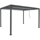 Mendler Alu Pergola HWC-L41, Lamellen-Pavillon Terrassenüberdachung, stabiles 8cm-Metall-Gestell 3x3,7m ~ anthrazit