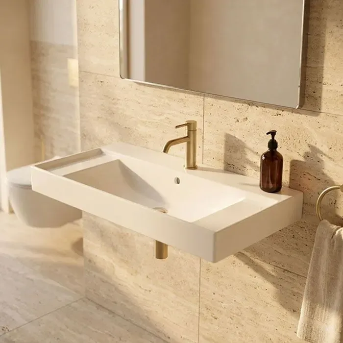 CARLDIX x LAUFEN Waschtisch 80 cm A91002008001  Weiß, 800 x 460 mm, mit Überlauf und Hahnloch, Wandmontage