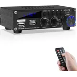 Bluetooth HiFi-Verstärker-AS-22 2.0 Kanäle Mini Stereo-Audioverstärker 40W x 2 Class D Digitale Power Ampfilier-Empfänger mit BT AUX USB-Eingang, DC 12V/5A