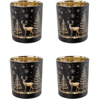 Creativ deco Teelichthalter »Weihnachtsdeko«, (4 St.), mit goldfarbener Innenseite, schwarz
