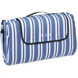 Relaxdays XXL Picknickdecke, 200x200 cm, Fleece Stranddecke, gestreift, wärmeisoliert, wasserdicht, mit Tragegriff, bunt