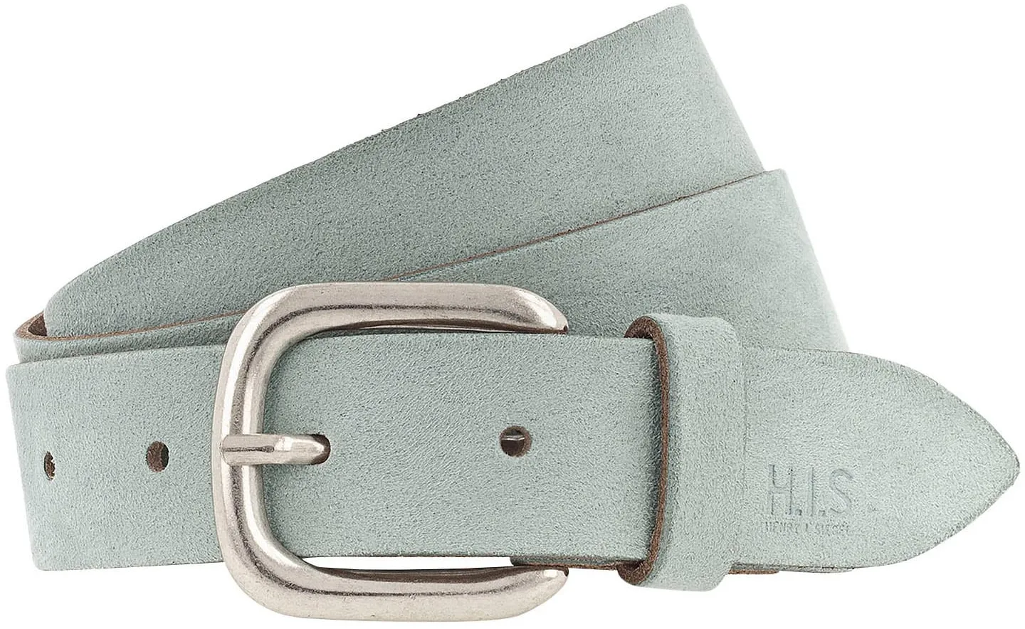 Ledergürtel H.I.S Gr. 85, blau (hellblau) Damen Gürtel mit H.I.S Blindprägung - NEU bis Gr. 125 verfügbar