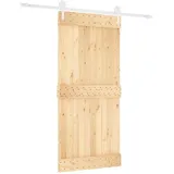 vidaXL Schiebetür mit Beschlag 95x210 cm Massivholz Kiefer