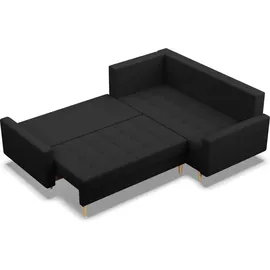 mebligo Ecksofa mit Schlaffunktion Elma, Rechts, Ottomane, Wendekissen, Schwarz 223x172cm - Schwarz