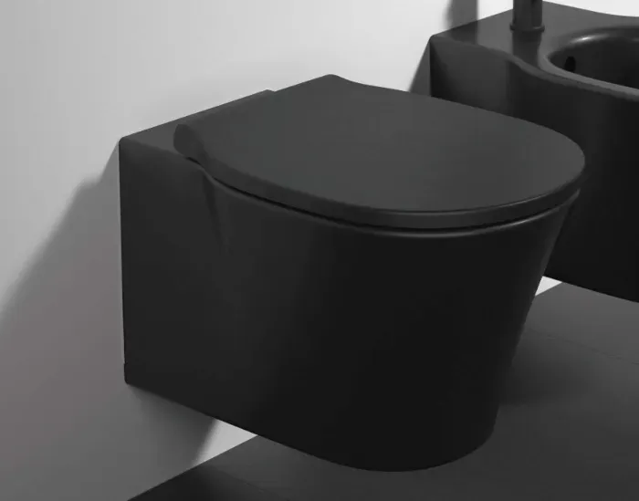 Ideal Standard Connect Air WC mit WC Sitz schwarz matt, WC Komplettsett spülrandlos
