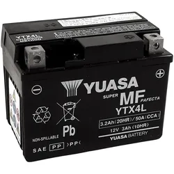 YUASA YUASA ONDERHOUDSVRIJE YUASA Batterij Factory Activated - YTX4L FA Onderhoudsvrije accu