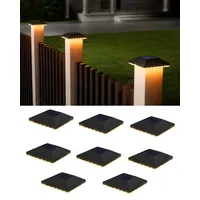 JACKYLED Solar Pfostenkappe 7x7 8x8 9x9 10x10, Solar Pfostenkappen IP65 Wasserdichte für Zaunpfosten für Hölzerne Pfosten Plattform, Garten (8 Stück)