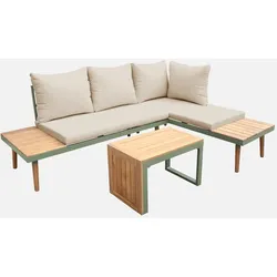 Gartenmöbel in dunklem Khaki, modular aus Aluminium und Akazienholz, 4 Sitzplätze, Sao Paulo,140 x 68 x 65 cm - Sao Paulo