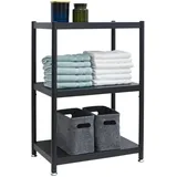shelfr Schwerlastregal Metall 61x41x90 cm schwarz mit 3 Ebenen