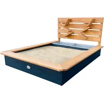 AMBIA GARDEN Sandkasten Anthrazit Braun, Holz, Hemlocktanne, 114.5x58.5x91.5 cm, FSC 100%, hoher Rand, Sitzfläche, Outdoor Spielzeug, Sandkästen