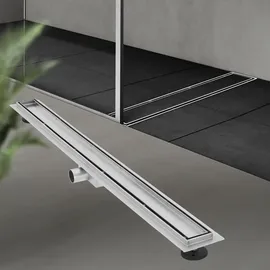 luxebath Duschrinne 100cm 2in1, befliesbar, Extra flach, Edelstahl, Silber,