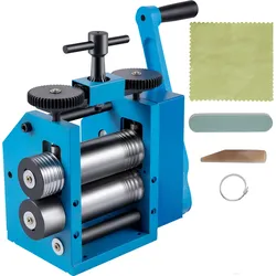 VEVOR Manuelle Walzwerk Maschine, Eisen 75mm Rolle Presser Gute Verschleißfestigkeit Kombination Schmuck Walzwerk Tablettiermaschine Walzdraht Flache Muster Blech Schmuck Kennzeichnung DIY Werkzeug