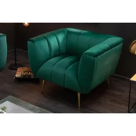 Riess-Ambiente Retro Sessel NOBLESSE 105cm smaragdgrün Samt mit Ziersteppung