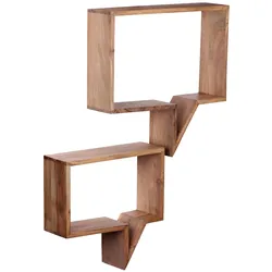 FineBuy 2er Set Wandregale Massivholz Akazie Regal Wand Wandboard Cubes