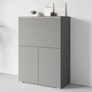 Home Affaire PC-Schrank HOME AFFAIRE "Vera, Sekretär, Home-Office-Schreibtisch mit LED-Beleuchtung", grau (grau pallad), B:90cm H:125,1cm T:42cm, Sekretäre, Multifunktional mit Stauraum, klappbare Tischfläche, LED, B 90 cm