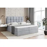 altdecor Boxbett, mit H4-Matratze und Lattenrost - RICAR - 160x200 Hellgrau